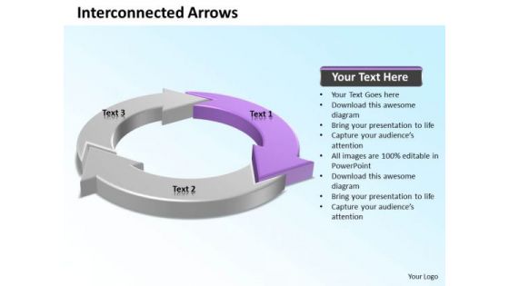 Ppt Pink Arrow Pointing Inwards Parts Of Circle PowerPoint For Kids Templates