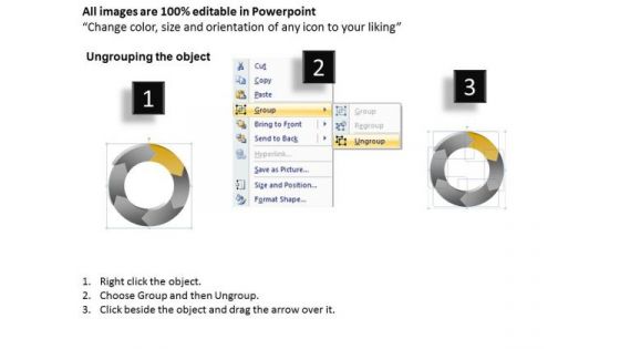 Ppt Power Point Org Chart Shaped Circular Arrows PowerPoint 2007 6 Sections Templates