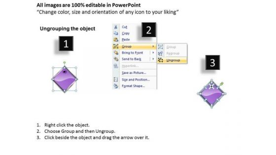 Ppt Purple Diamond Horizontal Process 6 Steps PowerPoint Templates