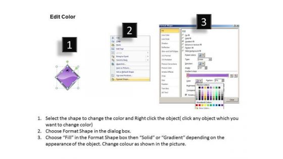 Ppt Purple Diamond Horizontal Process Six Practice The PowerPoint Macro Steps Templates