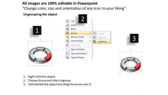 Ppt Red Quadrant On Circular Free Pie PowerPoint Template Chart Ks2 Templates