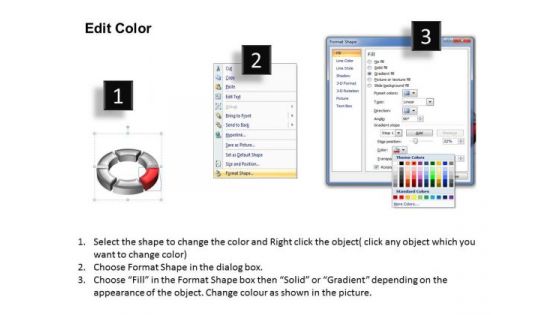 Ppt Red Quadrant On Circular Free Pie PowerPoint Template Chart Ks2 Templates