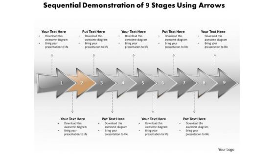 Ppt Sequential Analysis Of 9 Stages Using Circular Arrows PowerPoint 2007 Templates