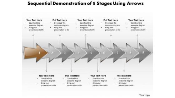 Ppt Sequential Evaluation Of 9 Stages Using Curved Arrows PowerPoint 2010 Templates