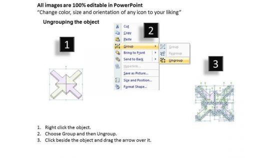 Ppt Slide 4 Staged Centralized Arrows Diagram Marketing Plan
