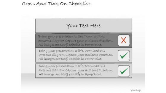 Ppt Slide Cross And Tick On Checklist Business Diagrams