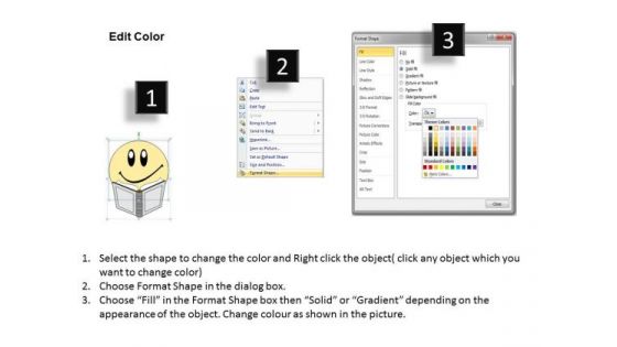 Ppt Slide Happy Face Reading Book Business Diagrams