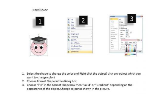 Ppt Slide Smiley With Graduation Cap Business Diagrams