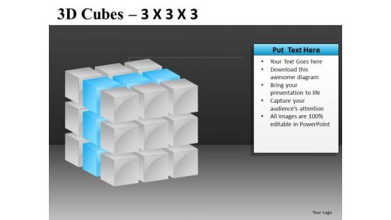 Ppt Slide With Middle Layer Of 3d Cube