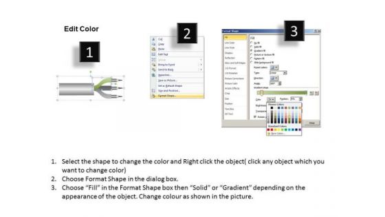 Ppt Slides 3 Wires Cables Diagram PowerPoint Templates