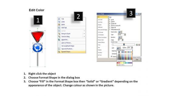Ppt Slides Round About Ahead Business Road Signs PowerPoint Templates