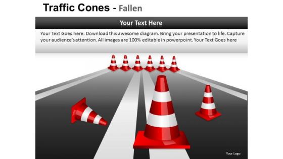 Ppt Slides Traffic Cones Business Obstacles PowerPoint Templates