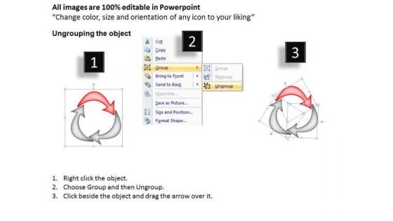Ppt Stage 1 Curved Arrow Forming Triangle PowerPoint Templates