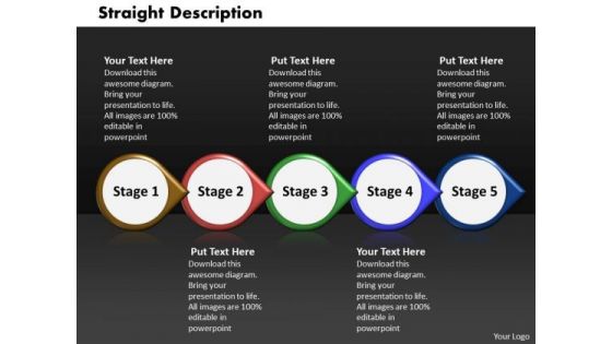 Ppt Straight Description Of 5 Stages Using PowerPoint Graphics Arrows Templates