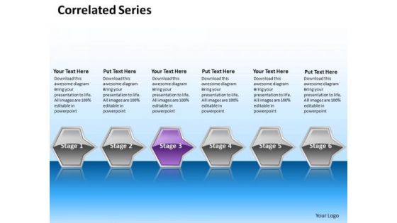 Ppt Straight Series Of Octennial Curved Arrows PowerPoint 2010 6 Stages Purple Templates
