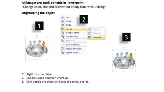 Ppt Team Work Person Presentation Standing Orange Piece Of Chart PowerPoint Templates