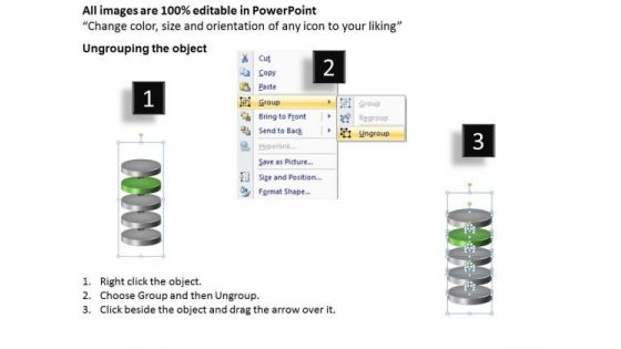 Ppt Template 3d Illustration Of 5 Stages Organization PowerPoint Theme Transaction Design
