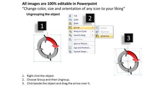 Ppt Templates Red Arrow Circular Cycle Chart Diagram PowerPoint Slides