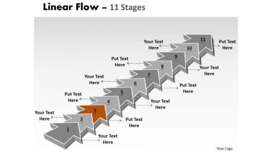 Ppt Theme 11 Steps Straight Line Linear Arrows Process Commerce Plan PowerPoint 4 Design