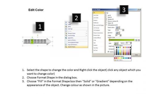 Ppt Theme Linear Demonstration Of 7 Stages Manner Production Strategy PowerPoint 4 Design
