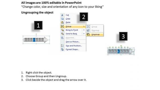 Ppt Theme Linear Demonstration Of 7 Stages Manner Production Strategy PowerPoint 5 Design