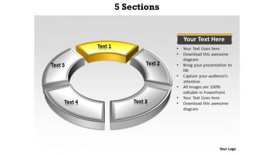 Ppt Yellow Section Highlighted In Circular Motion PowerPoint Manner Templates