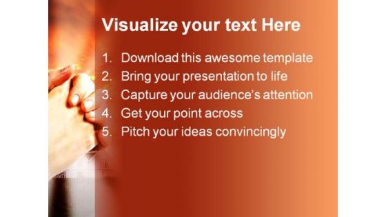 Praying Hands Religion PowerPoint Template 0610