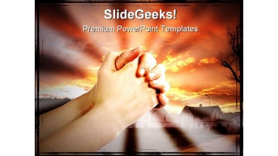 Praying Hands Religion PowerPoint Template 0610