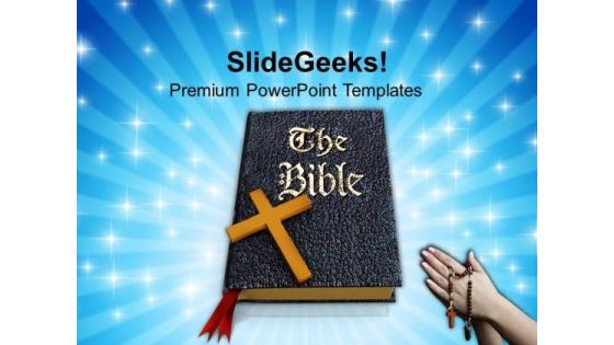 Praying Hands To Holy Bible For Success PowerPoint Templates Ppt Backgrounds For Slides 0413