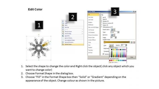 Presentation Flow 9 Diverging Arrows Process Model Cycle Diagram PowerPoint Templates