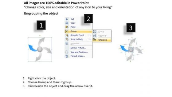 Presentations Diverging Process Arrow Chart 4 Steps Pie Diagram PowerPoint Templates