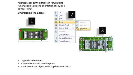 Process And Flows Green Minivan Top View PowerPoint Slides And Ppt Diagram Templates