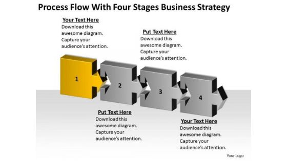 Process Flow With Four Stages Business Concepts Retail Plan PowerPoint Slides