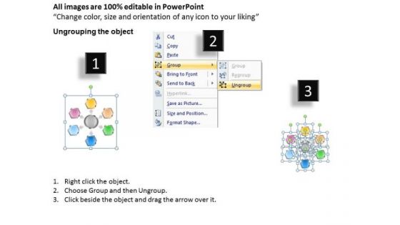 Process Hexagonal Boxes 6 Stages Business Plan Outline Template PowerPoint Templates