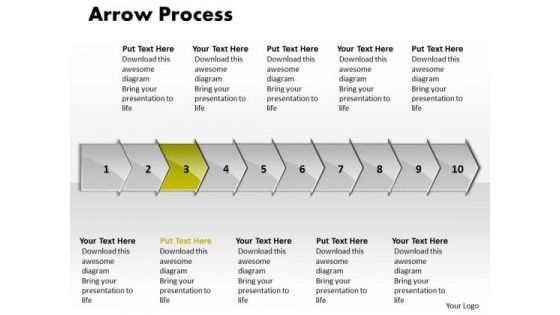 Process PowerPoint Template Arrow 10 Stages Communication Skills Design