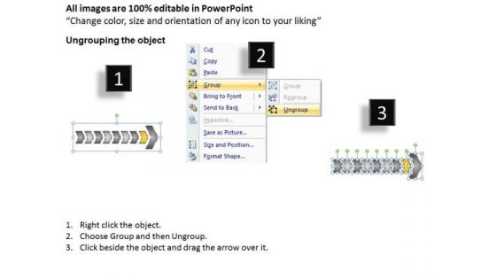 Process PowerPoint Template Connected Description Of 8 Shapes Arrows Graphic