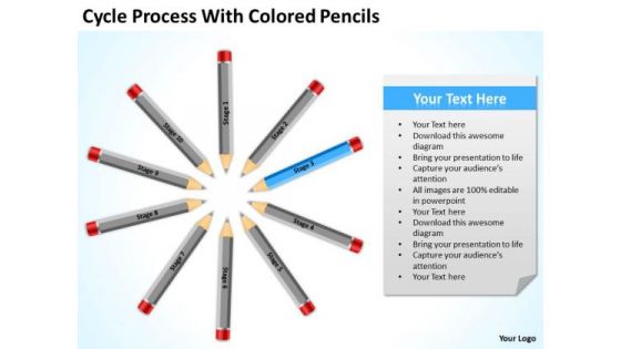 Process With Colored Pencils Business Plan Template Free PowerPoint Templates