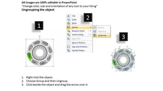 Process With Gears And Circular Arrows 8 Stages Catering Business Plan PowerPoint Slides