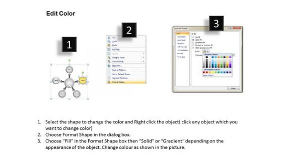 Processes In Single Slide 5 Text Boxes Circular Flow PowerPoint Templates