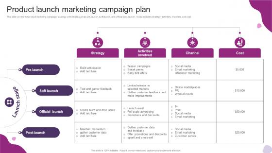 Product Launch Marketing Campaign Plan Powerful Marketing Techniques Strategy SS V