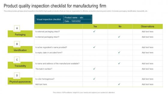 Product Quality Inspection Checklist Developing Extensive Plan For Operational Introduction Pdf