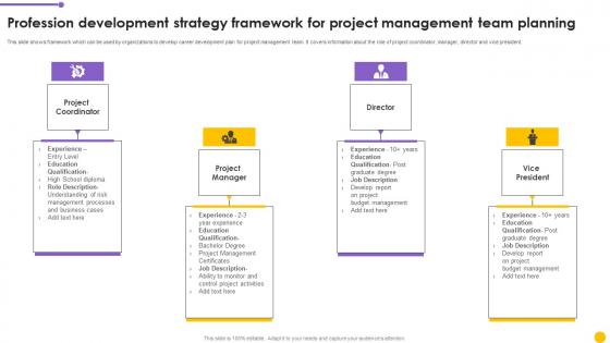 Profession Development Strategy Framework For Project Management Team Planning Sample Pdf