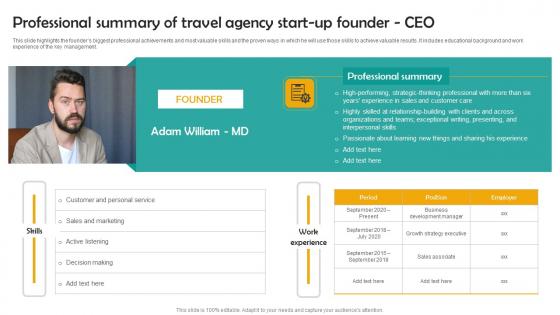 Professional Summary Of Travel Group Tour Operator Business Plan Go To Market Strategy Sample Pdf