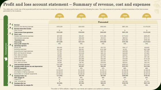 Profit And Loss Account Statement Summary Of Revenue Landscaping Business Plan Ppt Template BP SS V