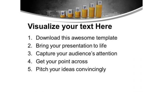 Profit On Stack Of Gold Coins Success Graph PowerPoint Templates Ppt Backgrounds For Slides 0213