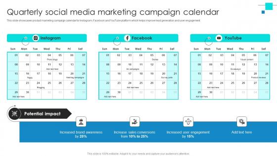 Project Benchmarking Process Quarterly Social Media Marketing Campaign Calendar CRP DK SS V