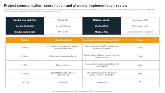 Project Communication Coordination And Planning Implementation Review Portrait Pdf Project Communication Coordination And Planning Implementation Review Portrait Pdf