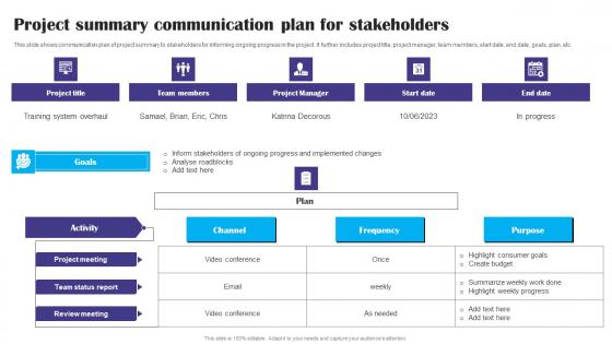 Project Summary Communication Plan For Stakeholders Ppt Slides Files pdf Project Summary Communication Plan For Stakeholders Ppt Slides Files pdf