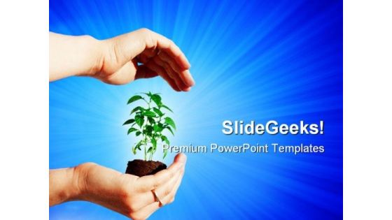 Protecting A Plant Nature PowerPoint Themes And PowerPoint Slides 0511