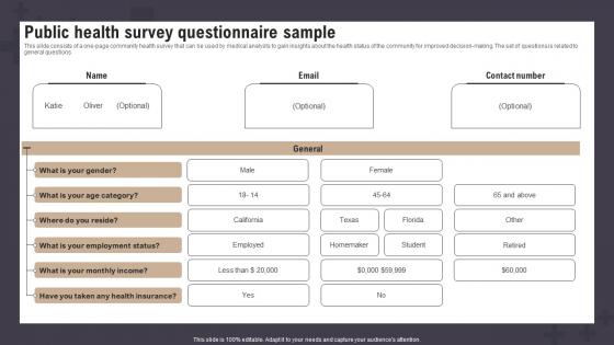 Public Health Survey Questionnaire Sample Survey Ss